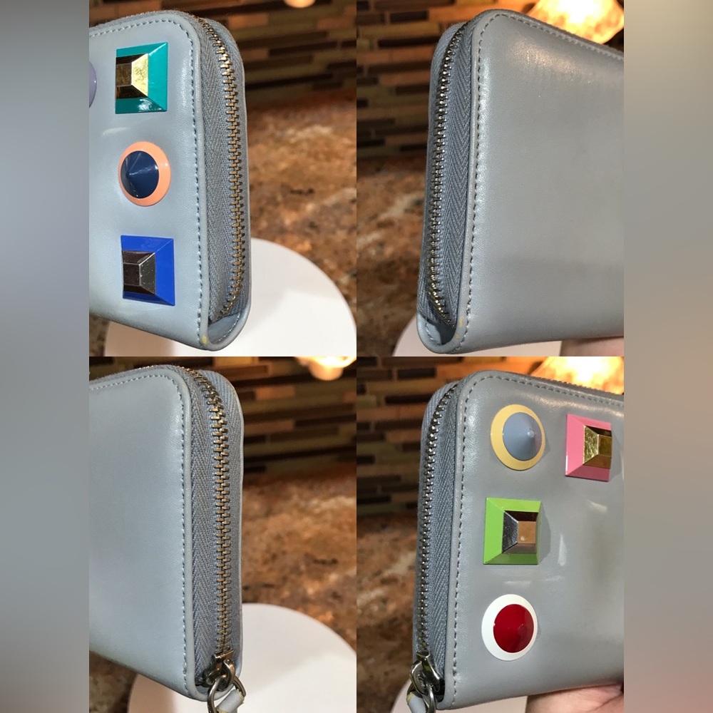 FENDI Vitello Liberty Multicolor Studded Leather Zip Around Wallet 😍💙❤️ - Picture 14 of 17